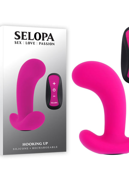 Selopa HOOKING UP - Pink 9.5 cm USB Rechargeable Vibrator with Wireless Remote