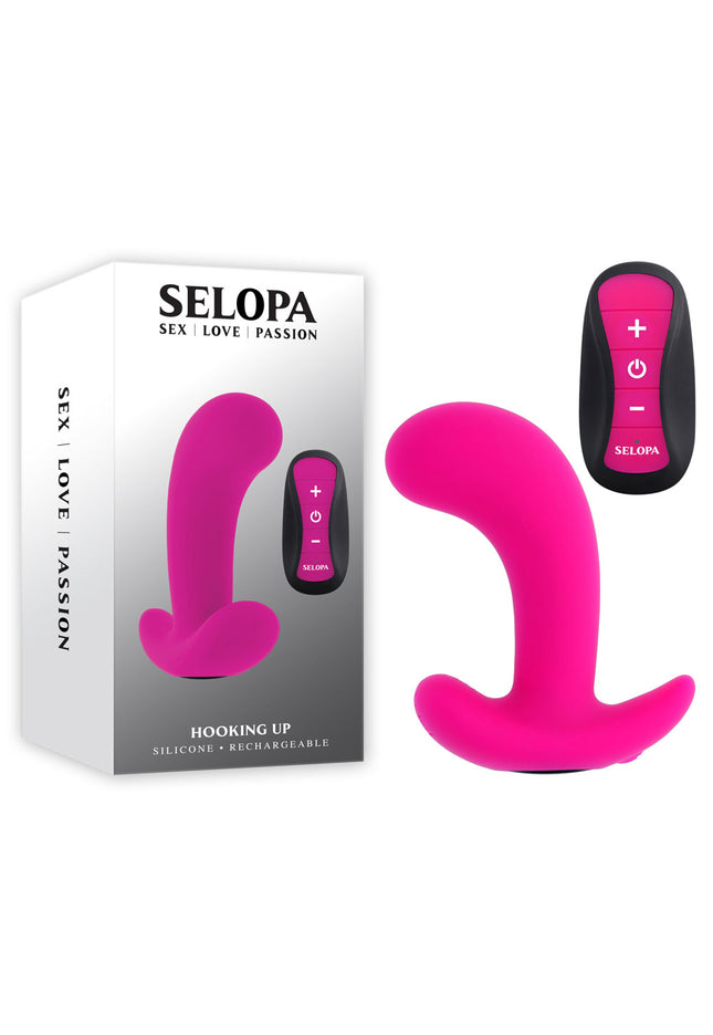 Selopa HOOKING UP - Pink 9.5 cm USB Rechargeable Vibrator with Wireless Remote
