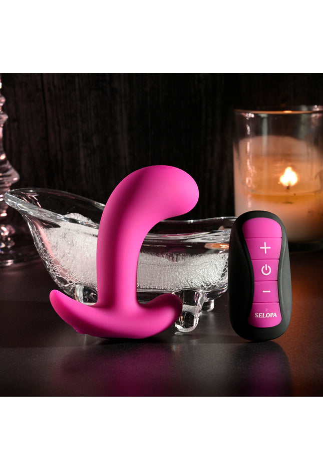 Selopa HOOKING UP - Pink 9.5 cm USB Rechargeable Vibrator with Wireless Remote