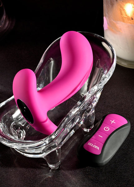 Selopa HOOKING UP - Pink 9.5 cm USB Rechargeable Vibrator with Wireless Remote