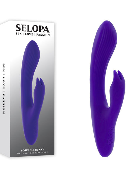 Selopa POSEABLE BUNNY - Purple 21 cm USB Rechargeable Poseable Rabbit Vibrator