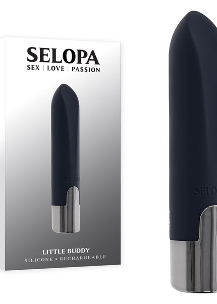 Selopa LITTLE BUDDY - Black 11.1 cm USB Rechargeable Vibrating Bullet
