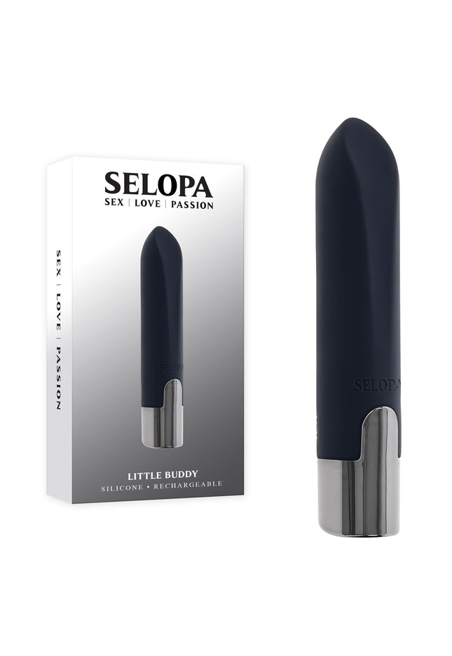 Selopa LITTLE BUDDY - Black 11.1 cm USB Rechargeable Vibrating Bullet