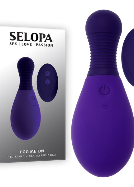 Selopa EGG ME ON - Purple 10 cm USB Rechargeable Egg with Wireless Remote
