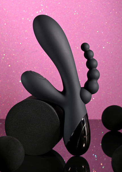 Selopa TRIPLE ACES - Black 19.7 cm USB Rechargeable Triple Stimulator Vibrator