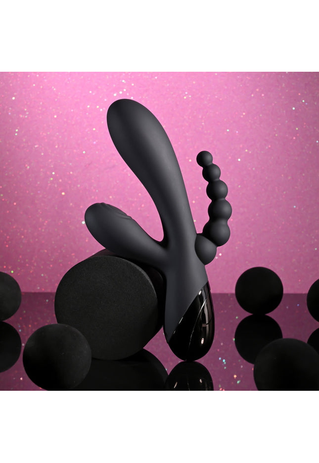 Selopa TRIPLE ACES - Black 19.7 cm USB Rechargeable Triple Stimulator Vibrator