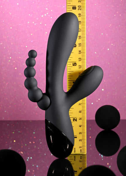 Selopa TRIPLE ACES - Black 19.7 cm USB Rechargeable Triple Stimulator Vibrator