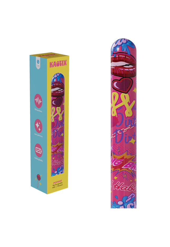 S-LINE Kaotix Pop Art - Pink 17.8 cm USB Rechargeable Vibrator