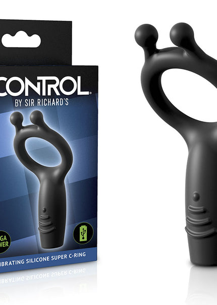 Sir Richards Vibrating Silicone Super C-Ring - Grey USB Rechargeable Vibrating Cock Ring