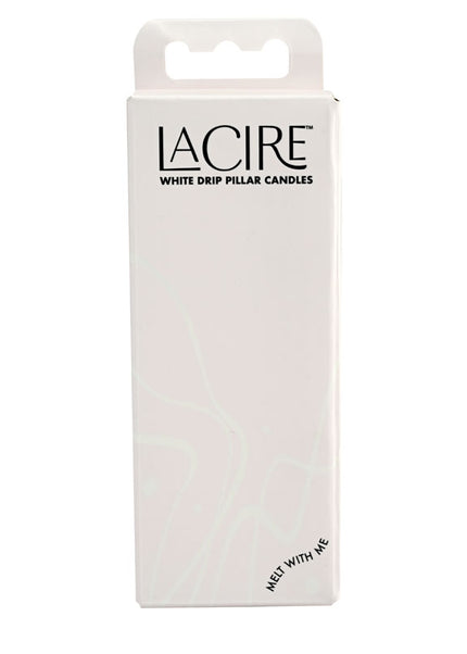 LaCire Drip Pillar Candles - White - White Drip Candles - Set of 3