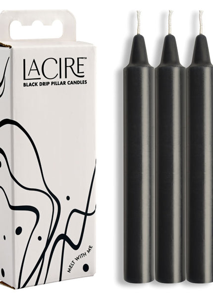 LaCire Drip Pillar Candles - Black - Black Drip Candles - Set of 3
