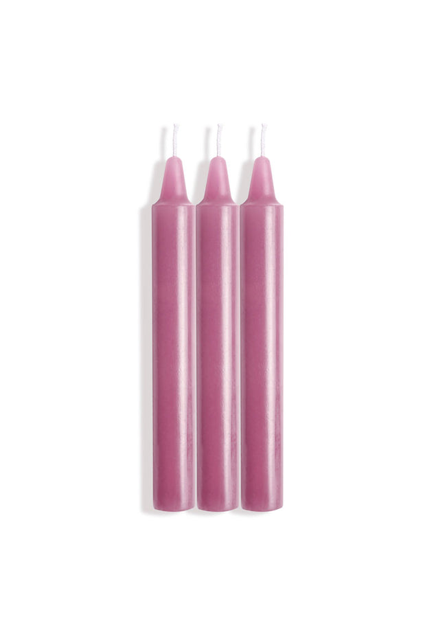 LaCire Drip Pillar Candles - Violet - Violet Drip Candles - Set of 3
