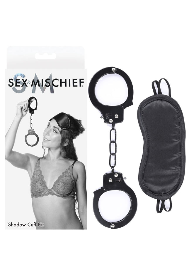Sex & Mischief Shadow Cuff Kit - Black - 2 Piece Set