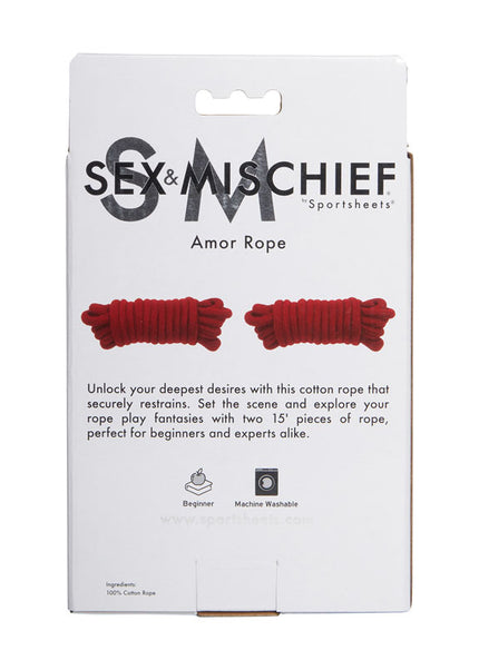Sex & Mischief Amor Rope - 2 Red Bondage Ropes - 4.5 m Lengths