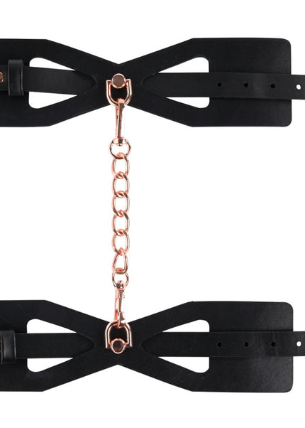 Sex & Mischief Brat Handcuffs - Black/Rose Gold Restraints
