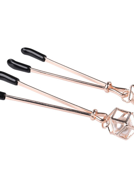Sex & Mischief Brat Pearl Nipple Clips - Rose Gold - Set of 2