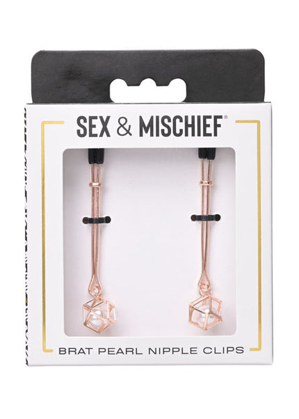 Sex & Mischief Brat Pearl Nipple Clips - Rose Gold - Set of 2