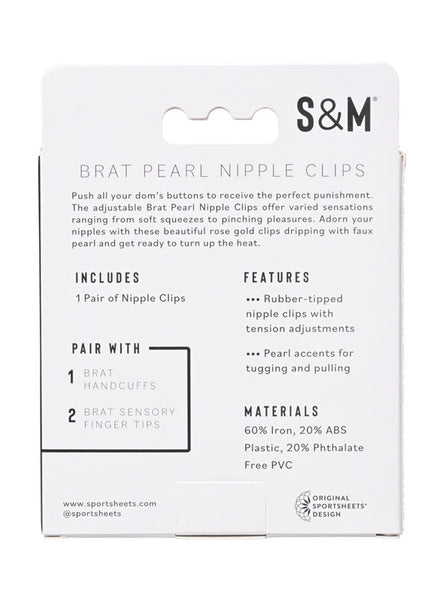 Sex & Mischief Brat Pearl Nipple Clips - Rose Gold - Set of 2