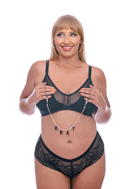 Sex & Mischief Brat Charmed Nipple Clamps - Rose Gold Nipple Clamps with 45 cm Chain