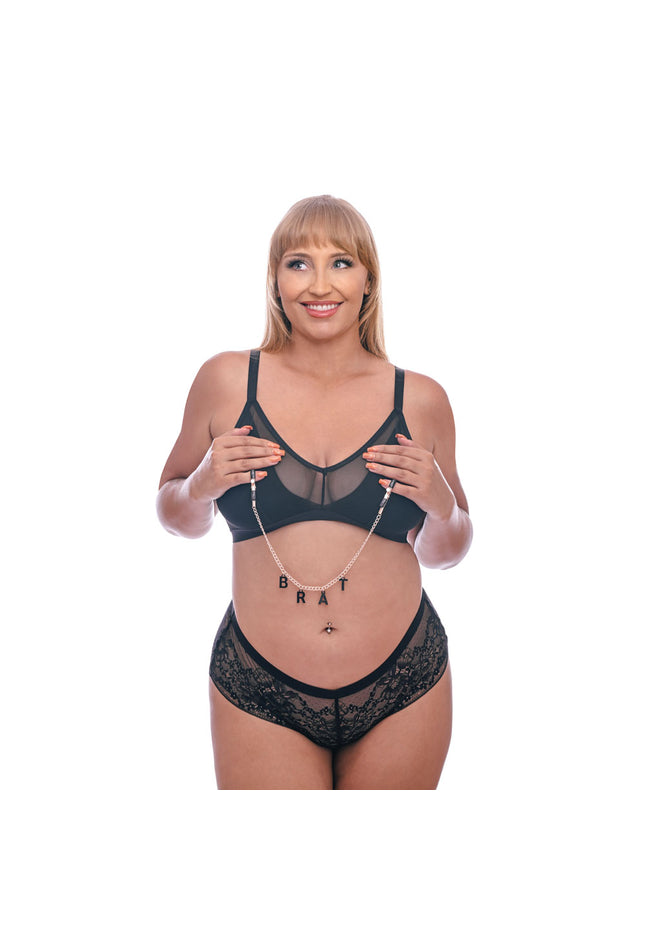 Sex & Mischief Brat Charmed Nipple Clamps - Rose Gold Nipple Clamps with 45 cm Chain