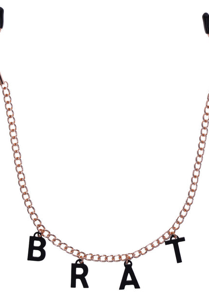 Sex & Mischief Brat Charmed Nipple Clamps - Rose Gold Nipple Clamps with 45 cm Chain
