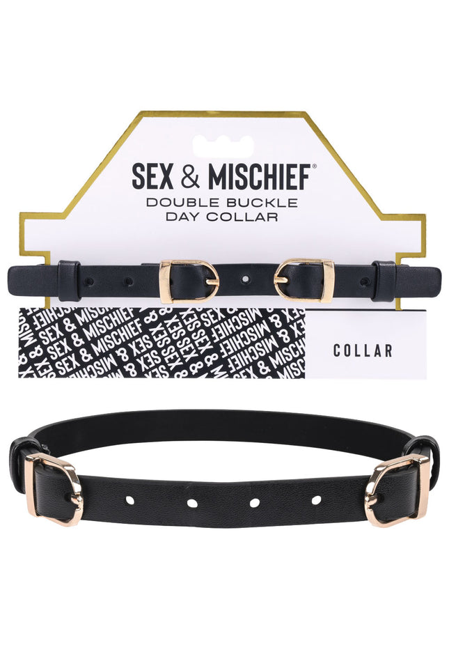 Sex & Mischief Double Buckle Day Collar - Black Collar