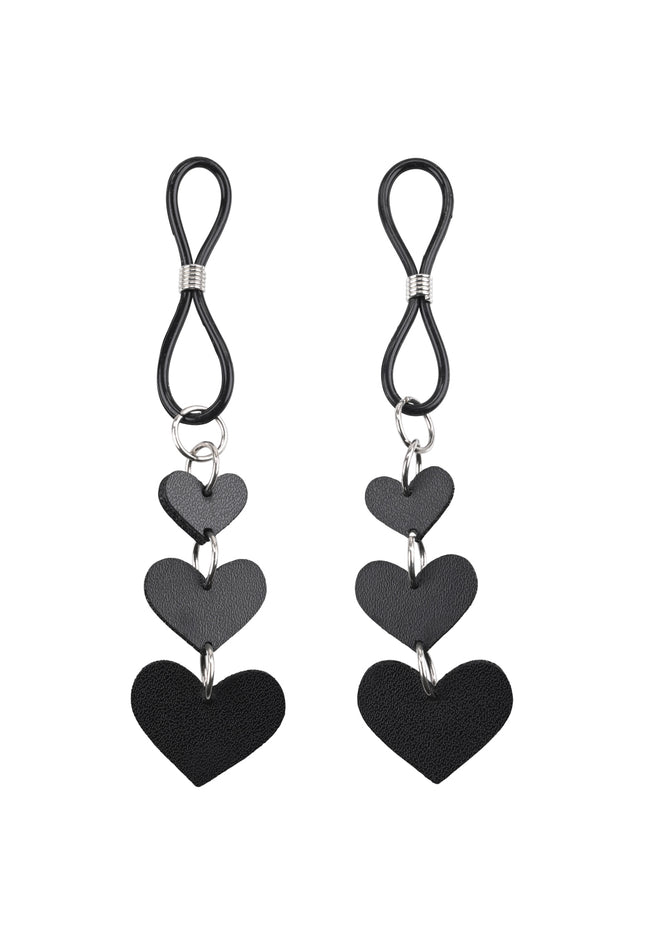 Sex & Mischief Heart Nipple Ties - Black Nipple Restraints - Set of 2