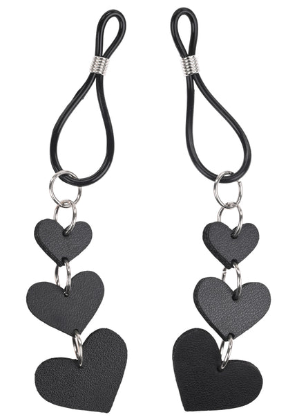 Sex & Mischief Heart Nipple Ties - Black Nipple Restraints - Set of 2