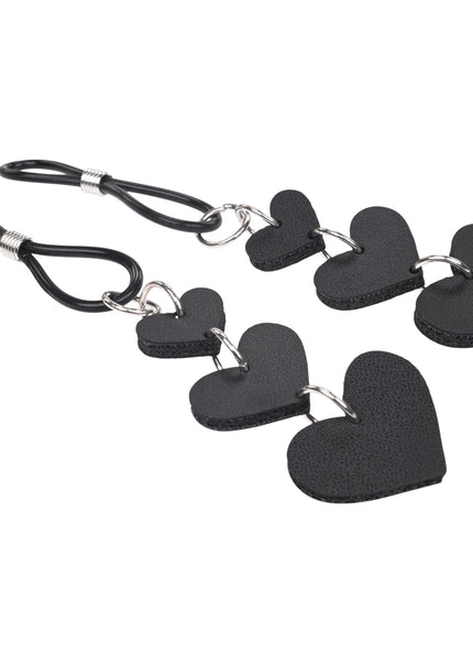 Sex & Mischief Heart Nipple Ties - Black Nipple Restraints - Set of 2
