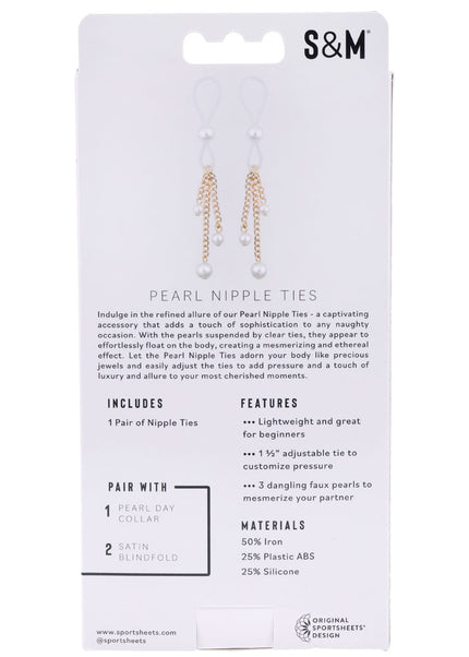 Sex & Mischief Pearl Nipple Ties - Gold/Pearl Nipple Restraints - Set of 2