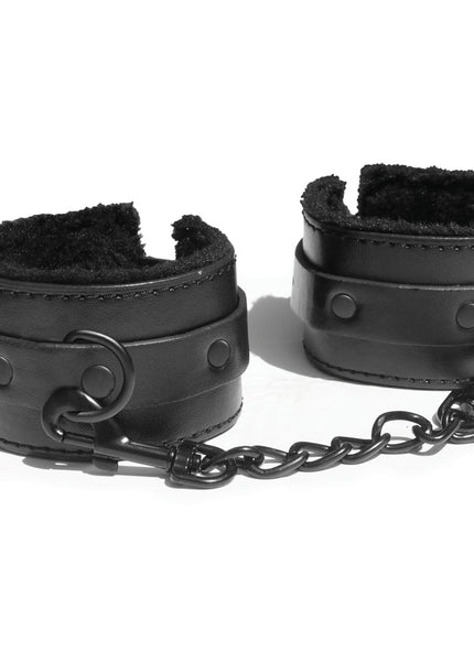 Sex & Mischief Shadow Fur Handcuffs - Black Comfortable Restraints