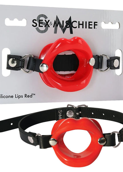 Sex & Mischief Silicone Lips Mouth Gag - Red - Red Mouth Restraint