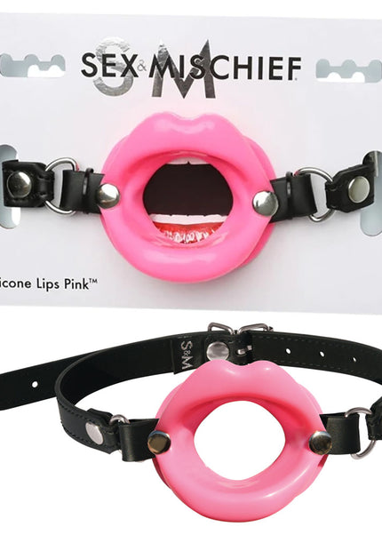 Sex & Mischief Silicone Lips Mouth Gag - Pink - Pink Mouth Restraint