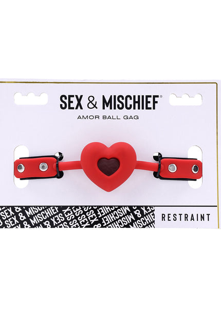 Sex & Mischief Amor Ball Gag - Red/Black Mouth Restraint