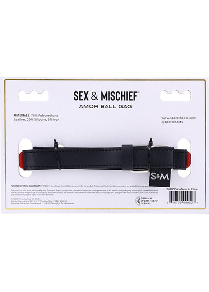 Sex & Mischief Amor Ball Gag - Red/Black Mouth Restraint
