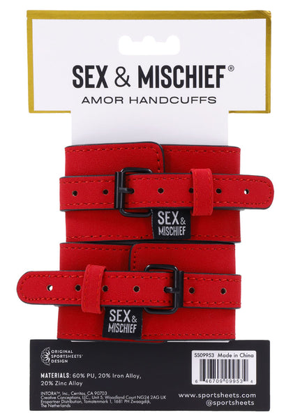 Sex & Mischief Amor Handcuffs - Red Restraints