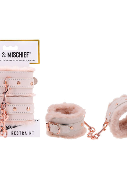 Sex & Mischief Peaches n CreaMe Fur Handcuffs - Peach Restraints