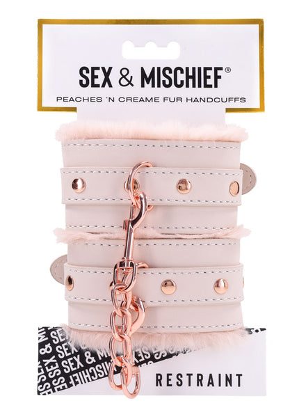 Sex & Mischief Peaches n CreaMe Fur Handcuffs - Peach Restraints
