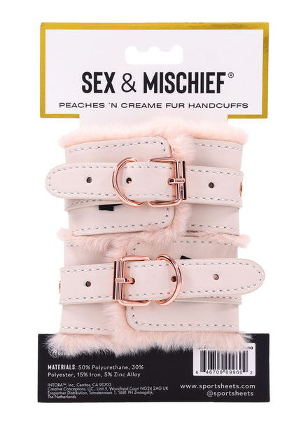 Sex & Mischief Peaches n CreaMe Fur Handcuffs - Peach Restraints