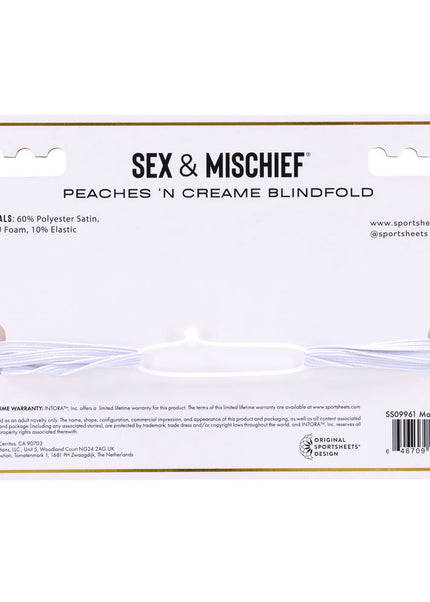 Sex & Mischief Peaches n CreaMe Blindfold - Peach Eyemask