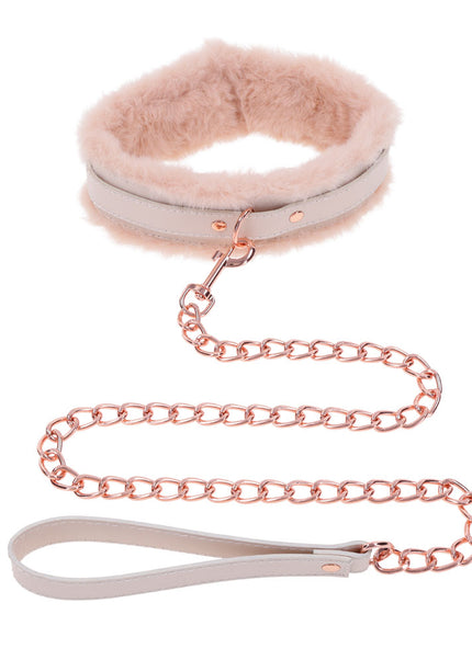 Sex & Mischief Peaches n CreaMe Fur Collar & Leash - Peach Restraint