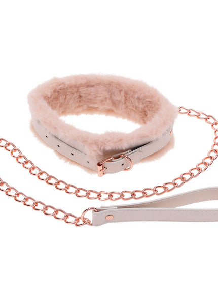 Sex & Mischief Peaches n CreaMe Fur Collar & Leash - Peach Restraint