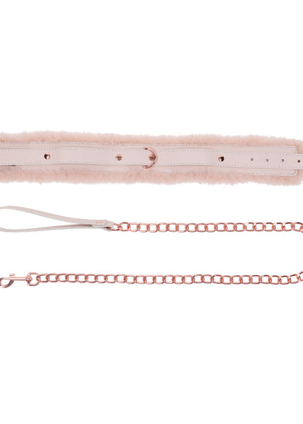 Sex & Mischief Peaches n CreaMe Fur Collar & Leash - Peach Restraint