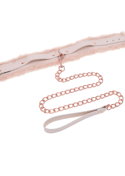 Sex & Mischief Peaches n CreaMe Fur Collar & Leash - Peach Restraint