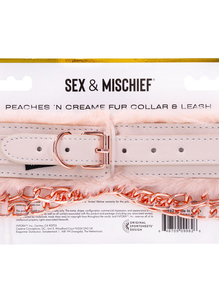 Sex & Mischief Peaches n CreaMe Fur Collar & Leash - Peach Restraint