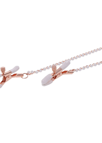Sex & Mischief Peaches n CreaMe Collar with Nipple Clamps - Peach Nipple Restraints
