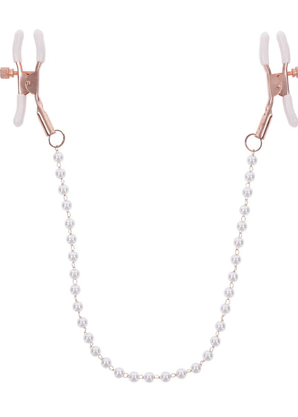 Sex & Mischief Peaches n CreaMe Pearl Nipple Clamps - Peach Nipple Restraints