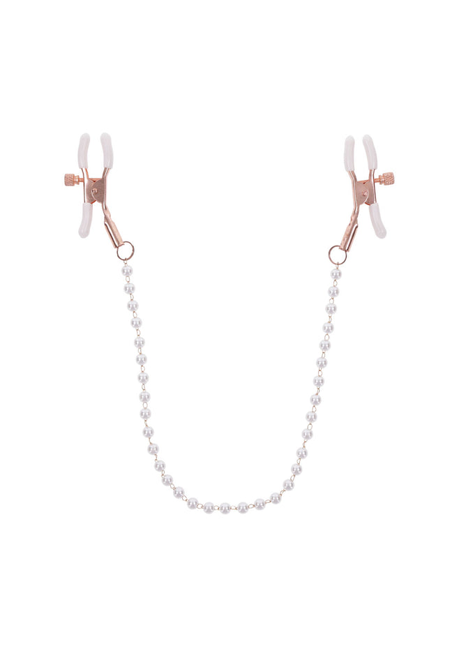 Sex & Mischief Peaches n CreaMe Pearl Nipple Clamps - Peach Nipple Restraints