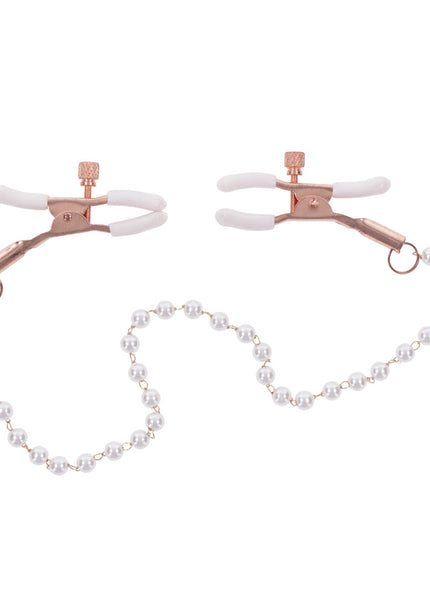 Sex & Mischief Peaches n CreaMe Pearl Nipple Clamps - Peach Nipple Restraints