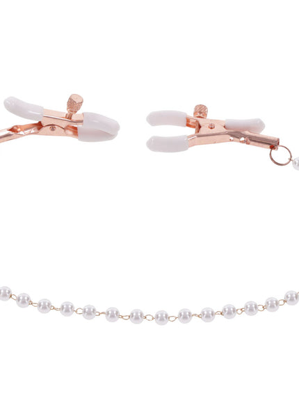 Sex & Mischief Peaches n CreaMe Pearl Nipple Clamps - Peach Nipple Restraints